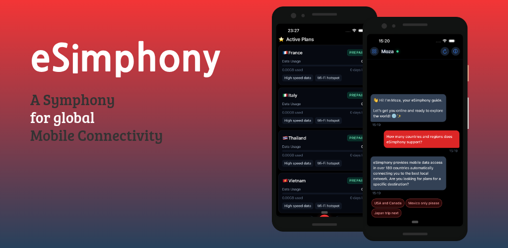 eSimphony - Global eSIM with AI Assistant Moza